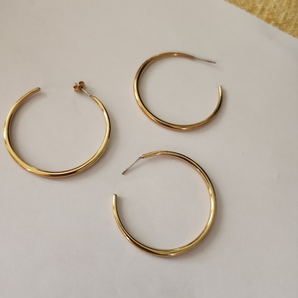 Sterling silver 925 gold Plated 3 Hoop Earrings